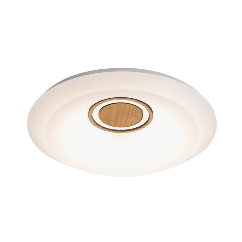 White Round Ceiling Mounted Fixture Modernist LED Acrylic Flush Lighting in Warm/White Light with Wood Detail Clearhalo 'Ceiling Lights' 'Close To Ceiling Lights' 'Close to ceiling' 'Flush mount' Lighting' 733019
