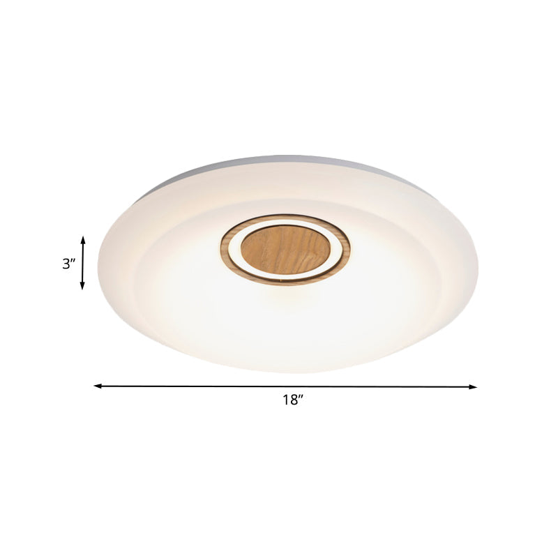 White Round Ceiling Mounted Fixture Modernist LED Acrylic Flush Lighting in Warm/White Light with Wood Detail Clearhalo 'Ceiling Lights' 'Close To Ceiling Lights' 'Close to ceiling' 'Flush mount' Lighting' 733021