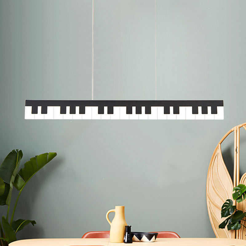 White/Black Piano Key Shape Pendant Contemporary LED Acrylic Hanging Ceiling Light in White/Warm/Natural Light Black Clearhalo 'Ceiling Lights' 'Modern Pendants' 'Modern' 'Pendant Lights' 'Pendants' Lighting' 733231