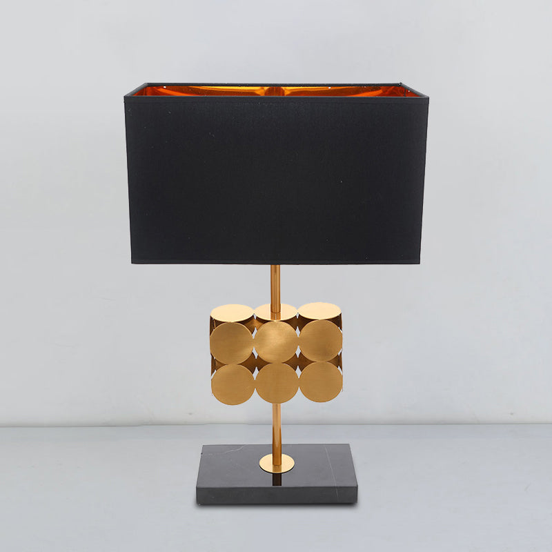 Rectangle Metal Nightstand Light Modernist 1 Light Black Fabric Desk Lamp for Bedroom Black Clearhalo 'Lamps' 'Table Lamps' Lighting' 733773