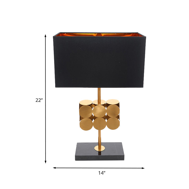 Rectangle Metal Nightstand Light Modernist 1 Light Black Fabric Desk Lamp for Bedroom Clearhalo 'Lamps' 'Table Lamps' Lighting' 733777