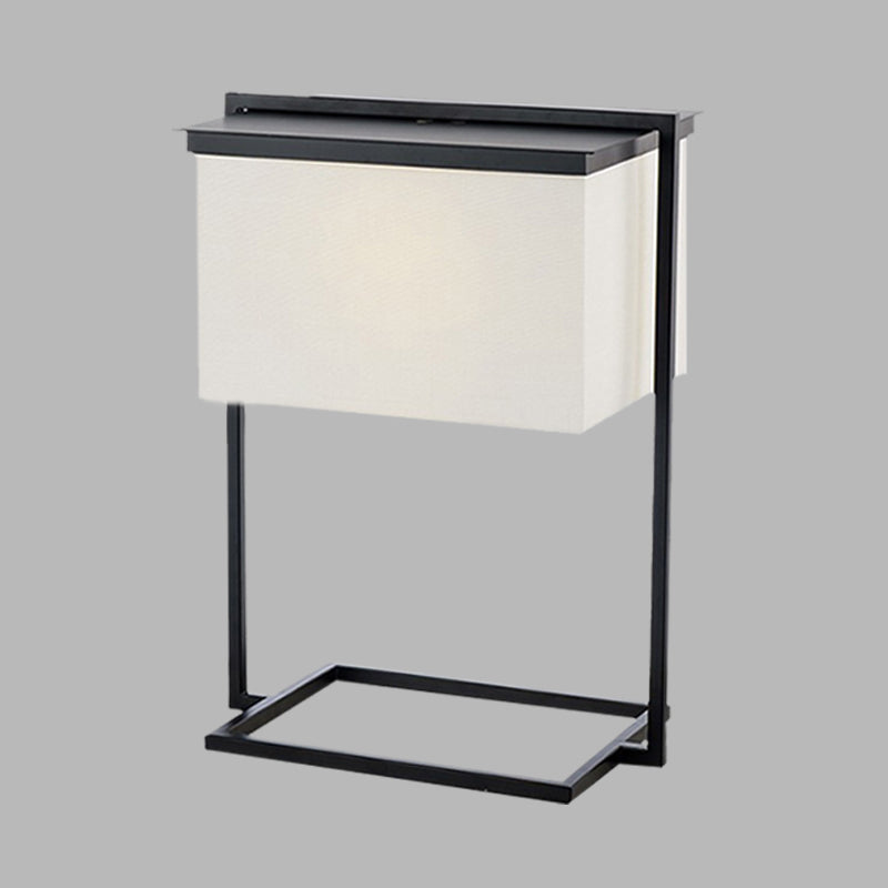 Metal Rectangle Frame Desk Light Minimalist 1-Head Black and White Fabric Night Table Lamp Clearhalo 'Lamps' 'Table Lamps' Lighting' 733781