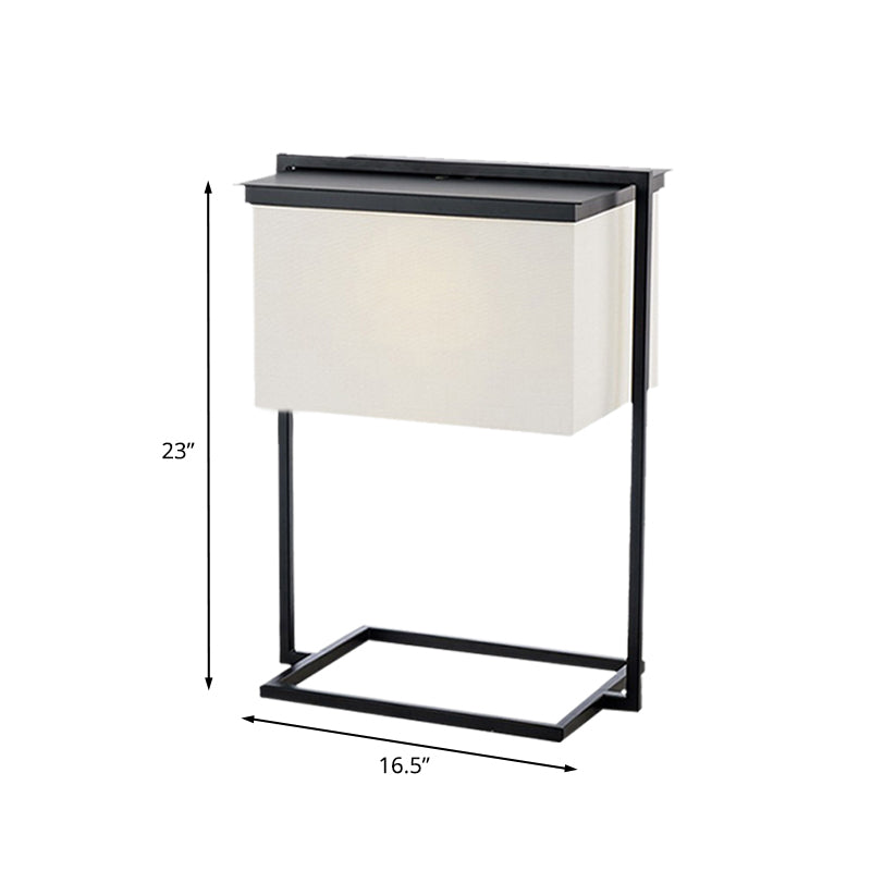 Metal Rectangle Frame Desk Light Minimalist 1-Head Black and White Fabric Night Table Lamp Clearhalo 'Lamps' 'Table Lamps' Lighting' 733782