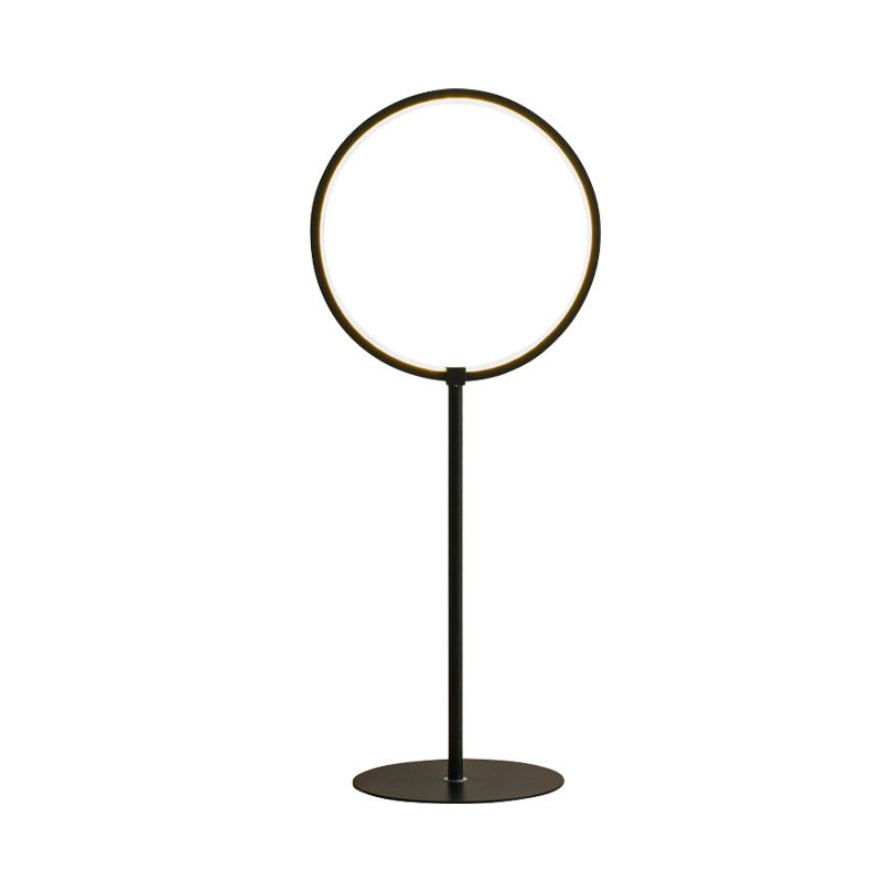 Metallic Ring Nightstand Light Minimalist LED Small Desk Lamp in Black for Bedroom Clearhalo 'Lamps' 'Table Lamps' Lighting' 733800
