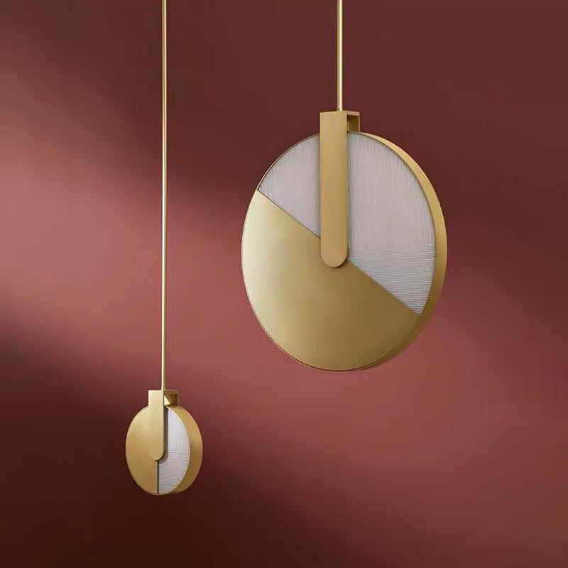 Circle Panel Rotatable Hanging Light Post-Modern Aluminum LED Brass Ceiling Lamp in White/Warm Light Clearhalo 'Ceiling Lights' 'Modern Pendants' 'Modern' 'Pendant Lights' 'Pendants' Lighting' 734109