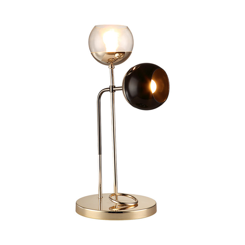 Ball Table Light Post-Modern Clear and Black Glass 2-Light Living Room Desk Lamp in Gold Clearhalo 'Lamps' 'Table Lamps' Lighting' 734293