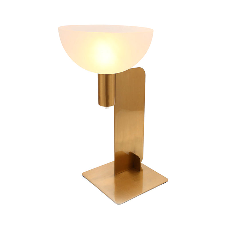 Metal Panel Table Lighting Post Modern 1-Bulb Gold Finish Desk Lamp with Dome Opal Glass Shade Clearhalo 'Lamps' 'Table Lamps' Lighting' 734626