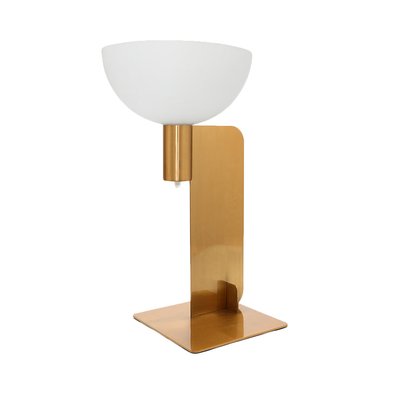 Metal Panel Table Lighting Post Modern 1-Bulb Gold Finish Desk Lamp with Dome Opal Glass Shade Clearhalo 'Lamps' 'Table Lamps' Lighting' 734627