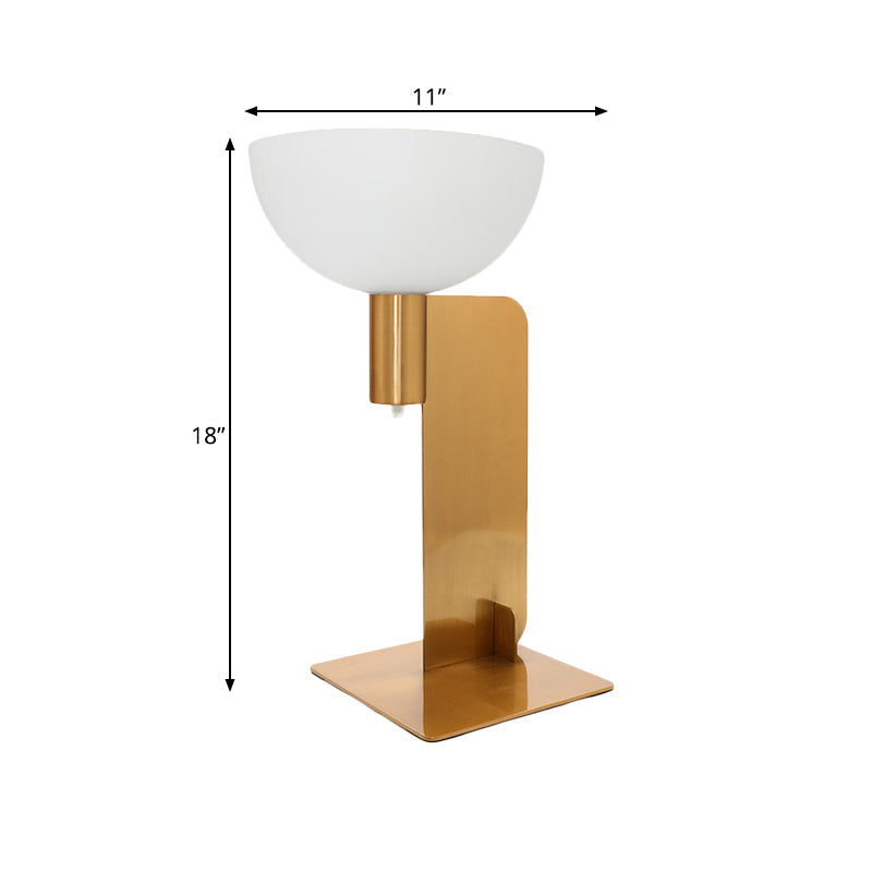 Metal Panel Table Lighting Post Modern 1-Bulb Gold Finish Desk Lamp with Dome Opal Glass Shade Clearhalo 'Lamps' 'Table Lamps' Lighting' 734628