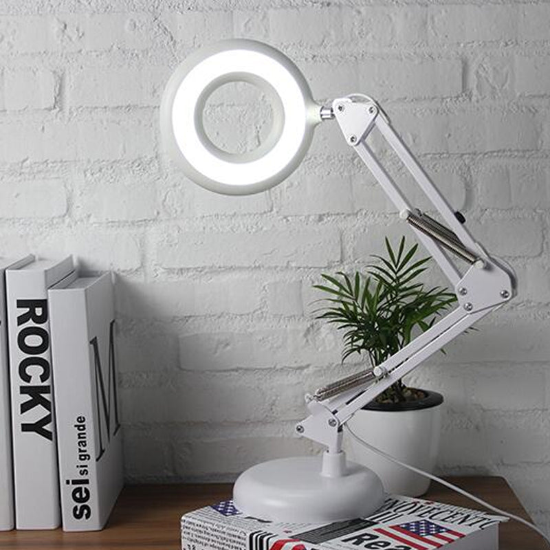 Acrylic Ring Reading Book Light Modernist LED White Table Lamp with Adjustable Arm White Clearhalo 'Lamps' 'Table Lamps' Lighting' 734644