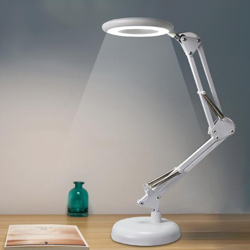 Acrylic Ring Reading Book Light Modernist LED White Table Lamp with Adjustable Arm Clearhalo 'Lamps' 'Table Lamps' Lighting' 734645