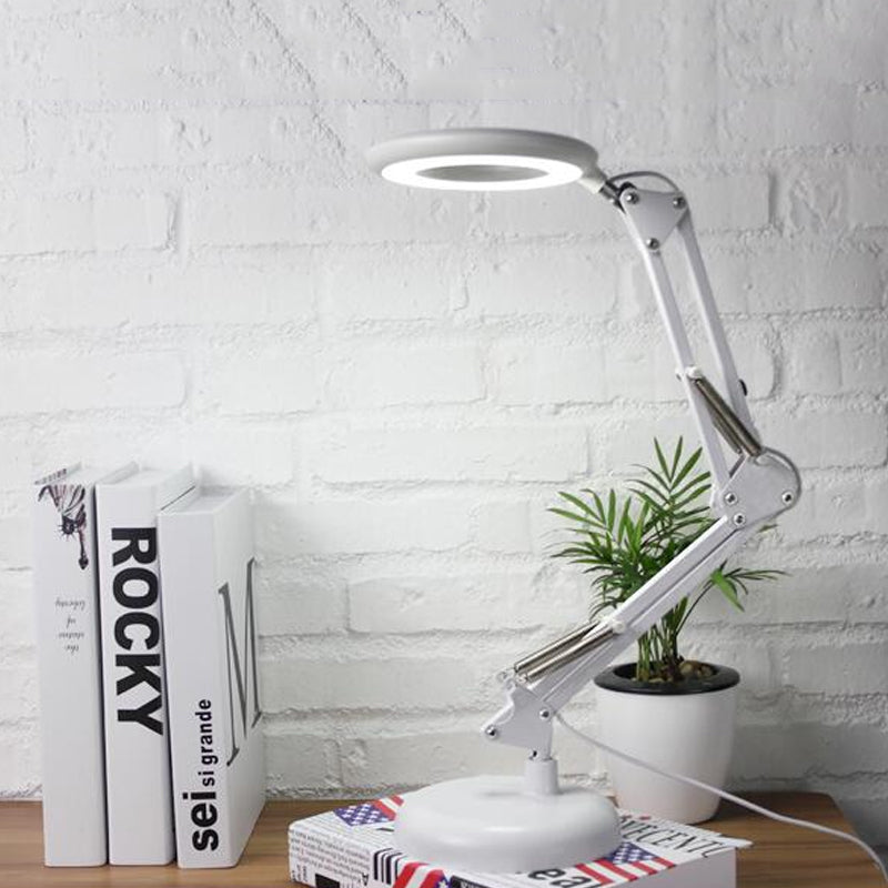 Acrylic Ring Reading Book Light Modernist LED White Table Lamp with Adjustable Arm Clearhalo 'Lamps' 'Table Lamps' Lighting' 734646