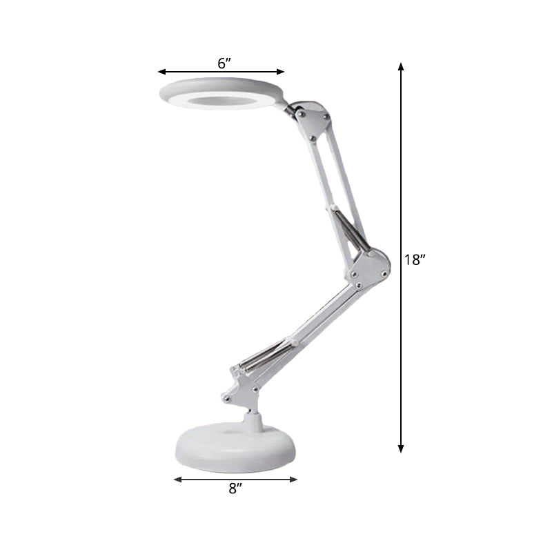 Acrylic Ring Reading Book Light Modernist LED White Table Lamp with Adjustable Arm Clearhalo 'Lamps' 'Table Lamps' Lighting' 734648