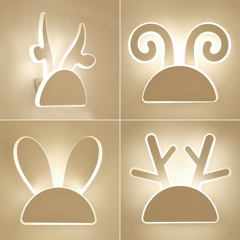 White Finish Rabbit Wall Light Animal Cute Acrylic LED Wall Sconce for Corridor Kid Bedroom Clearhalo 'Wall Lamps & Sconces' 'Wall Lights' Lighting' 73542