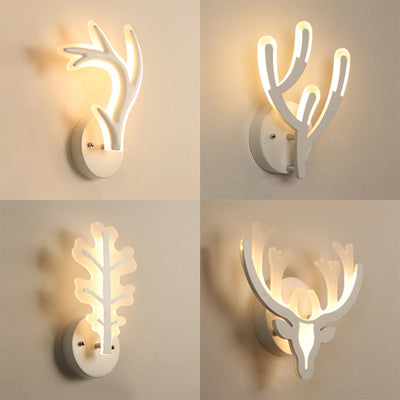 Deer Horn LED Wall Light Animal Style Acrylic Wall Sconce in White for Adult Kid Bedroom Clearhalo 'Wall Lamps & Sconces' 'Wall Lights' Lighting' 73557