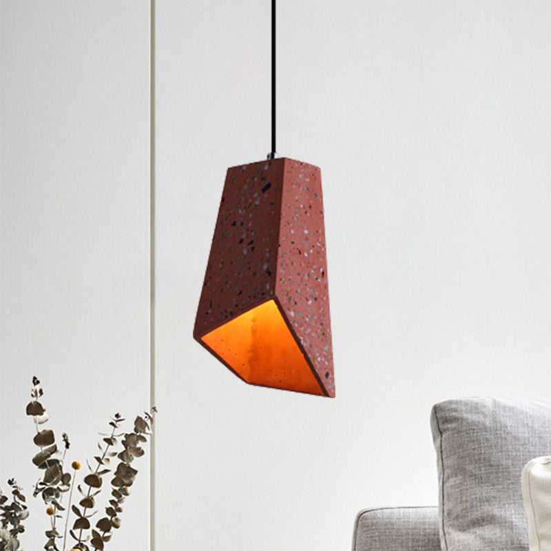 Geometric Hanging Light Fixture Nordic Terrazzo 1 Head White/Black/Red Ceiling Pendant Lamp for Coffee Shop Red Clearhalo 'Ceiling Lights' 'Modern Pendants' 'Modern' 'Pendant Lights' 'Pendants' Lighting' 735612