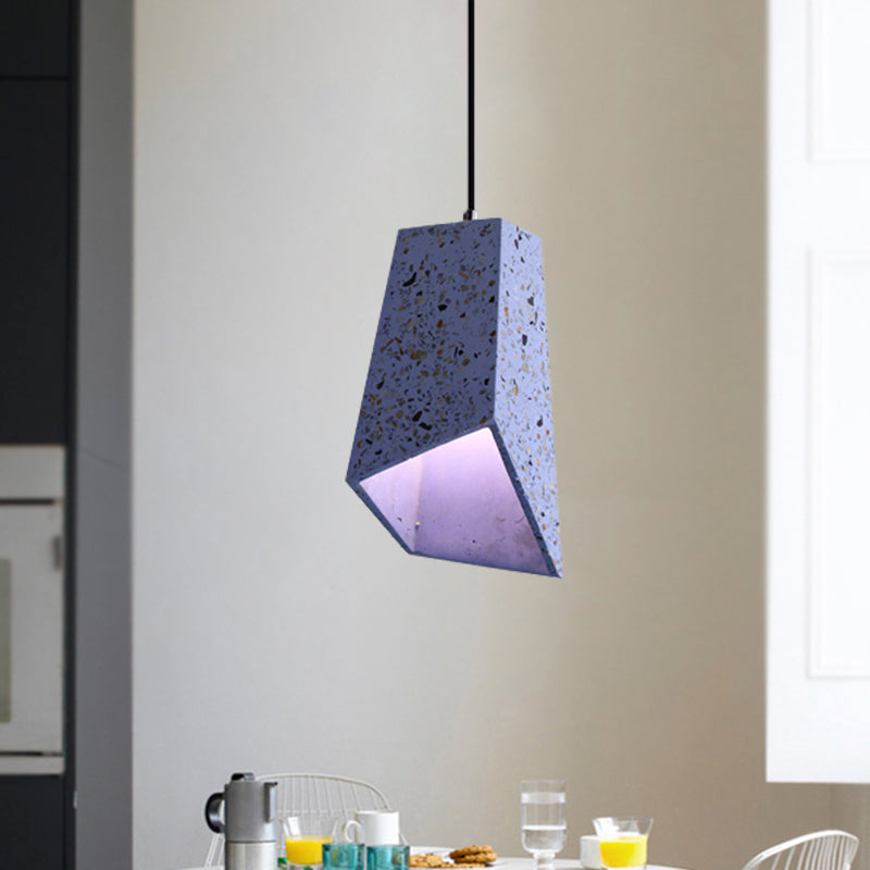 Geometric Hanging Light Fixture Nordic Terrazzo 1 Head White/Black/Red Ceiling Pendant Lamp for Coffee Shop Blue Clearhalo 'Ceiling Lights' 'Modern Pendants' 'Modern' 'Pendant Lights' 'Pendants' Lighting' 735615