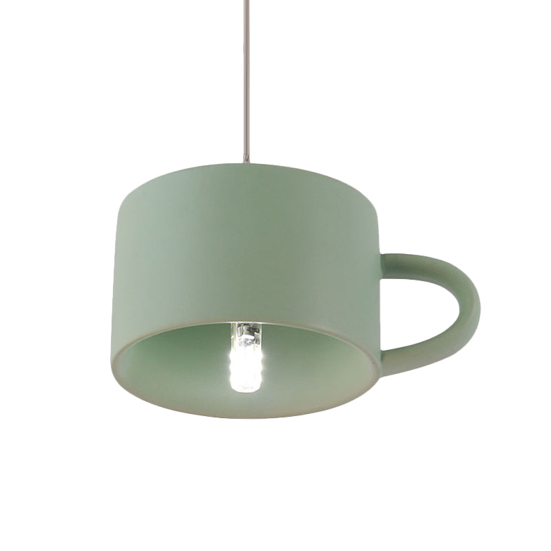 Modern Nordic Cup Shape Hanging Lighting Ceramics 1 Light Restaurant LED Pendant Lamp in Green Clearhalo 'Ceiling Lights' 'Modern Pendants' 'Modern' 'Pendant Lights' 'Pendants' Lighting' 735619