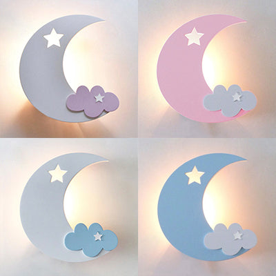 Crescent Cloud Child Bedroom Wall Sconce Acrylic Cartoon Energy Saving LED Wall Lamp Clearhalo 'Wall Lamps & Sconces' 'Wall Lights' Lighting' 73606