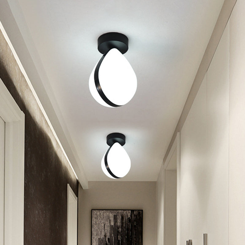 Waterdrop Acrylic Flush Light Fixture Simple LED White-Black Flush Mount Ceiling Lamp in Warm/White Light for Corridor Black-White Clearhalo 'Ceiling Lights' 'Close To Ceiling Lights' 'Close to ceiling' 'Flush mount' Lighting' 736078
