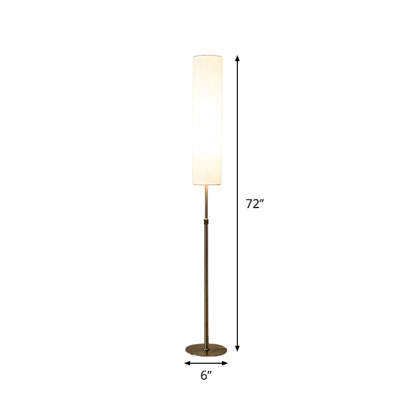 Cylinder Living Room Floor Reading Light Fabric 1-Light Minimalist Floor Stand Lamp in White Clearhalo 'Floor Lamps' 'Lamps' Lighting' 736402