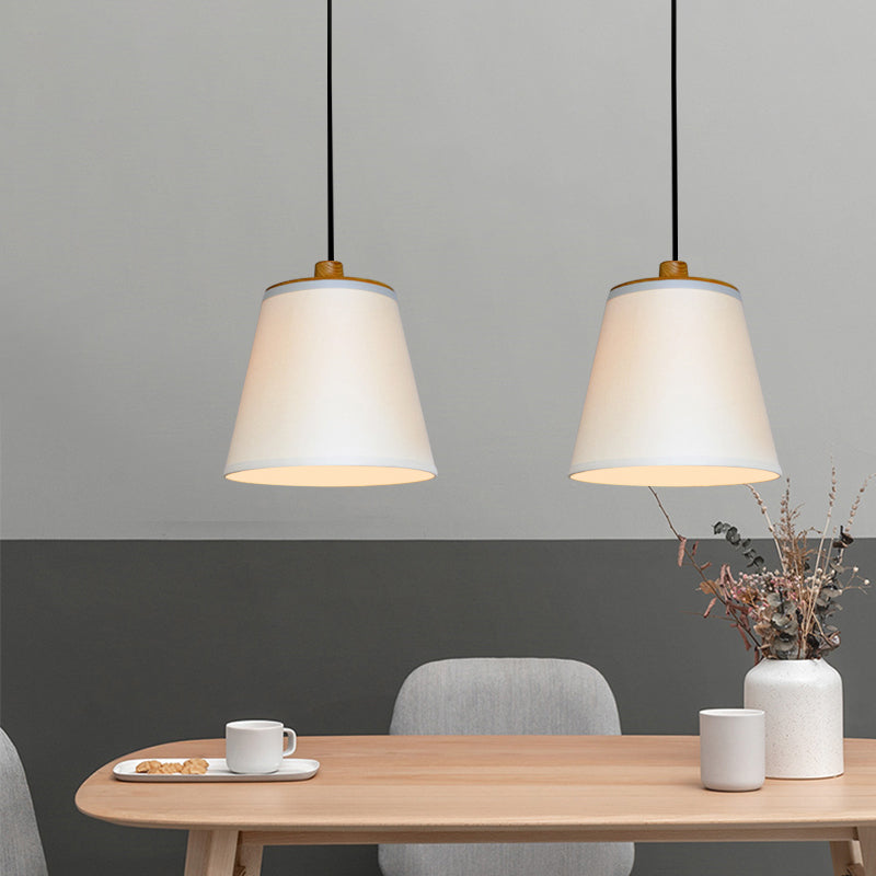 Fabric Barrel Ceiling Hang Fixture Minimalism 1-Light Drop Pendant Lamp in White over Table White Clearhalo 'Ceiling Lights' 'Modern Pendants' 'Modern' 'Pendant Lights' 'Pendants' Lighting' 736439