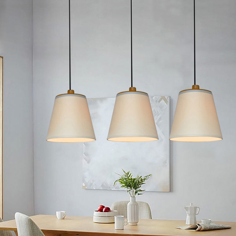 Fabric Barrel Ceiling Hang Fixture Minimalism 1-Light Drop Pendant Lamp in White over Table Clearhalo 'Ceiling Lights' 'Modern Pendants' 'Modern' 'Pendant Lights' 'Pendants' Lighting' 736440