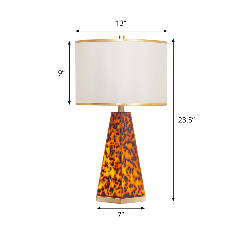 Fabric Drum Nightstand Light Modernism 1 Light White Table Lamp with Tower Leopard Print Acrylic Base Clearhalo 'Lamps' 'Table Lamps' Lighting' 736560