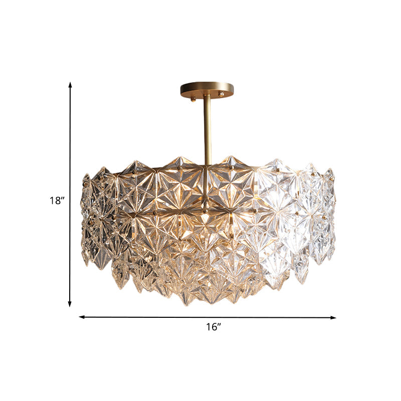 Brass Circular Chandelier Light Fixture Vintage Beveled K9 Crystal 6 Heads Living Room Ceiling Pendant Clearhalo 'Ceiling Lights' 'Chandeliers' Lighting' options 736769