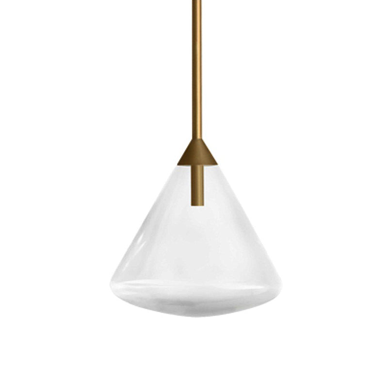 Vintage 1 Head Hanging Lighting Brass Conical Pendant Lamp Kit with Clear Water Glass Shade Clearhalo 'Ceiling Lights' 'Glass shade' 'Glass' 'Modern Pendants' 'Modern' 'Pendant Lights' 'Pendants' Lighting' 736966