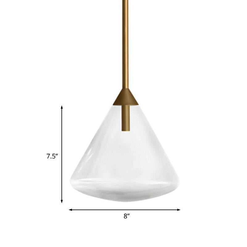 Vintage 1 Head Hanging Lighting Brass Conical Pendant Lamp Kit with Clear Water Glass Shade Clearhalo 'Ceiling Lights' 'Glass shade' 'Glass' 'Modern Pendants' 'Modern' 'Pendant Lights' 'Pendants' Lighting' 736967