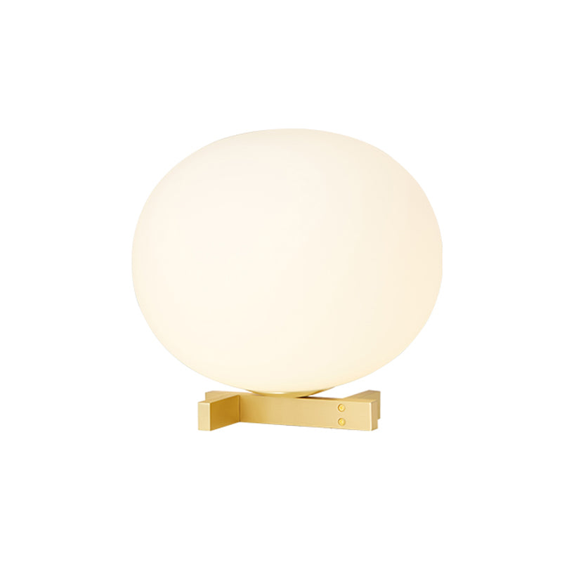 Cream Glass Egg-Shape Night Light Postmodern 1 Light Gold Finish Nightstand Lamp for Bedside Clearhalo 'Lamps' 'Table Lamps' Lighting' 737129