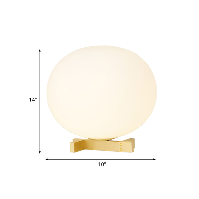 Cream Glass Egg-Shape Night Light Postmodern 1 Light Gold Finish Nightstand Lamp for Bedside Clearhalo 'Lamps' 'Table Lamps' Lighting' 737130