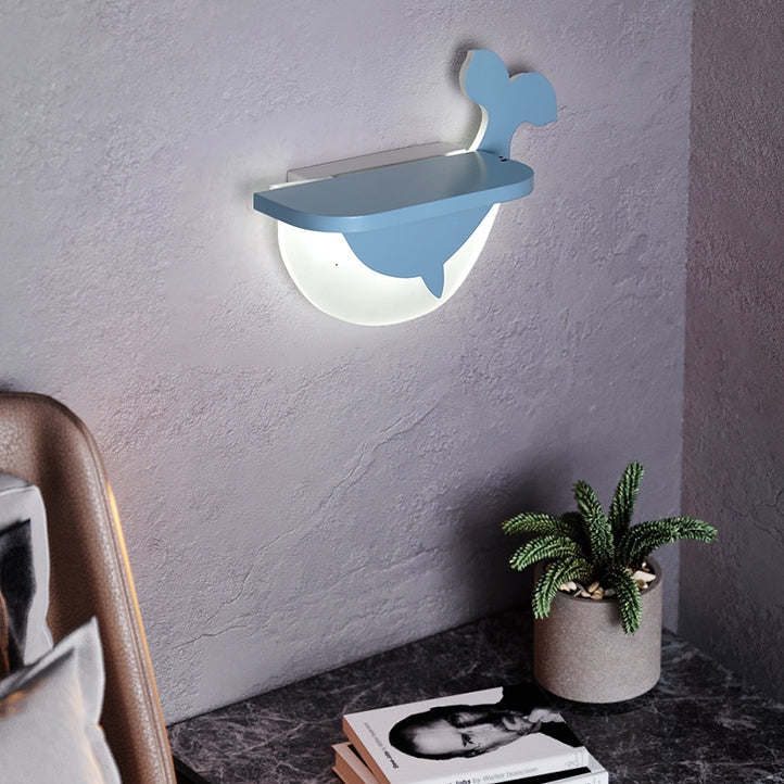 Cartoon Lovely Pattern Wall Light Acrylic LED Sconce Light with Shelf for Boys Girls Bedroom Clearhalo 'Wall Lamps & Sconces' 'Wall Lights' Lighting' 73729