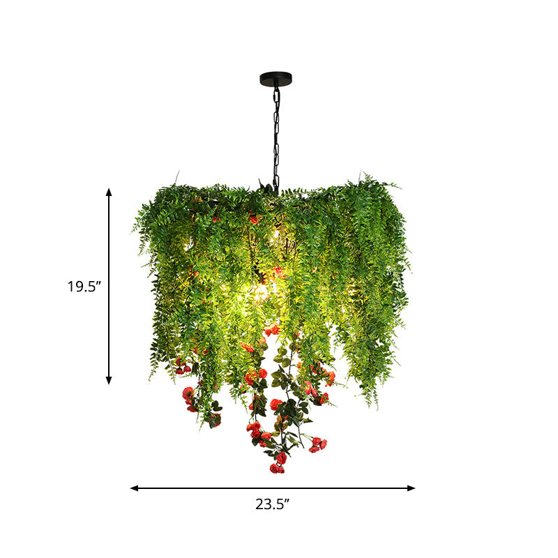 Green 3 Bulbs Pendant Chandelier Industrial Metal Wire Cage Plant Hanging Light Fixture for Restaurant Clearhalo 'Cast Iron' 'Ceiling Lights' 'Chandeliers' 'Industrial Chandeliers' 'Industrial' 'Metal' 'Middle Century Chandeliers' 'Rustic Chandeliers' 'Tiffany' Lighting' 737360