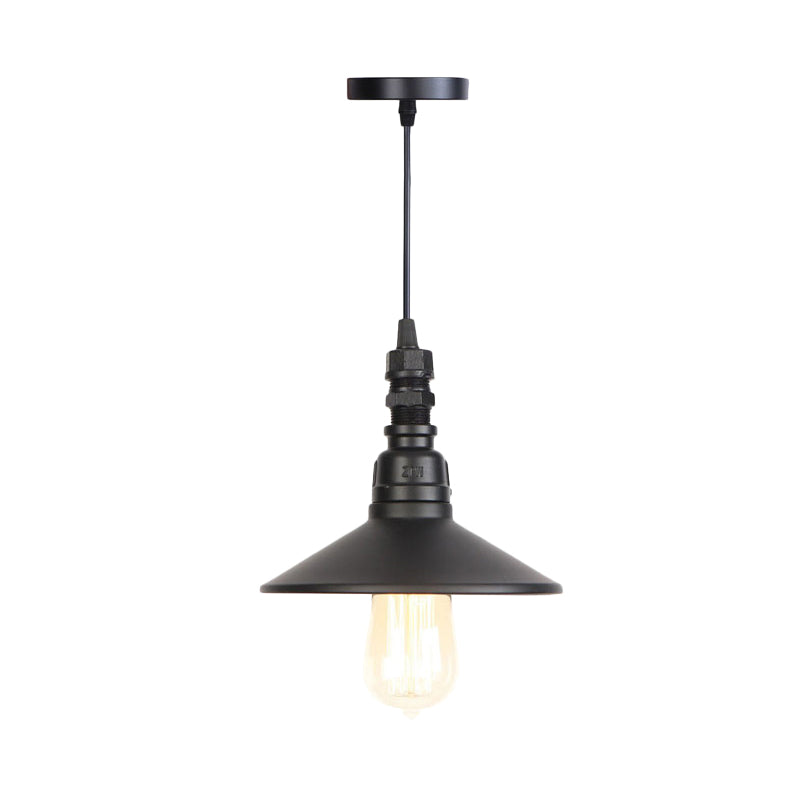 Black 1 Light Pendant Light Fixture Industrial Iron Saucer Ceiling Lamp for Corridor Clearhalo 'Art Deco Pendants' 'Black' 'Cast Iron' 'Ceiling Lights' 'Ceramic' 'Crystal' 'Industrial Pendants' 'Industrial' 'Metal' 'Middle Century Pendants' 'Pendant Lights' 'Pendants' 'Rustic Pendants' 'Tiffany' Lighting' 737418