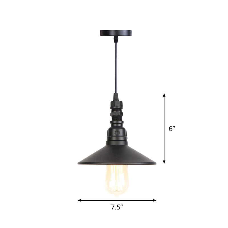 Black 1 Light Pendant Light Fixture Industrial Iron Saucer Ceiling Lamp for Corridor Clearhalo 'Art Deco Pendants' 'Black' 'Cast Iron' 'Ceiling Lights' 'Ceramic' 'Crystal' 'Industrial Pendants' 'Industrial' 'Metal' 'Middle Century Pendants' 'Pendant Lights' 'Pendants' 'Rustic Pendants' 'Tiffany' Lighting' 737420