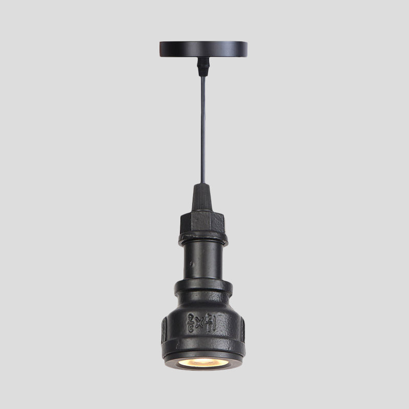 1 Head Water Pipe Pendant Lighting Antiqued Black Finish Metal Pendulum Lamp for Foyer Clearhalo 'Art Deco Pendants' 'Black' 'Cast Iron' 'Ceiling Lights' 'Ceramic' 'Crystal' 'Industrial Pendants' 'Industrial' 'Metal' 'Middle Century Pendants' 'Pendant Lights' 'Pendants' 'Rustic Pendants' 'Tiffany' Lighting' 737437