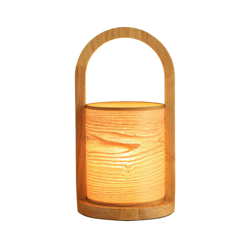 Wood Oval Ring Nightstand Light Modernist 1 Head Night Table Lamp with Tube Shade Clearhalo 'Lamps' 'Table Lamps' Lighting' 737547