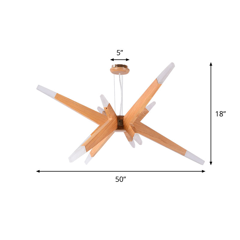 Sputnik Chandelier Pendant Light Modernist Wood 12 Lights Bedroom LED Suspension Lamp Clearhalo 'Carpenter Chandeliers' 'Ceiling Lights' 'Chandeliers' 'Industrial' 'Modern Chandeliers' 'Modern' Lighting' 737592