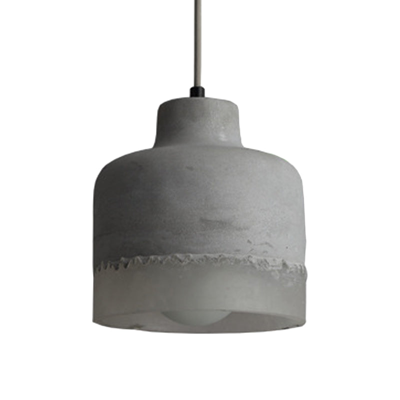 Altar Shaped Cement Ceiling Lighting Industrial 1 Light Restaurant Hanging Lamp Fixture in Grey Clearhalo 'Ceiling Lights' 'Industrial Pendants' 'Industrial' 'Middle Century Pendants' 'Pendant Lights' 'Pendants' 'Tiffany' Lighting' 737783