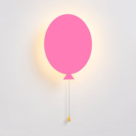 Wooden Slim Panel Balloon Wall Light Cartoon LED Wall Sconce for Child Bedroom Kindergarten Pink Clearhalo 'Wall Lamps & Sconces' 'Wall Lights' Lighting' 73782