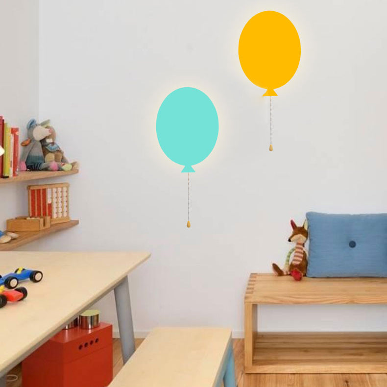 Wooden Slim Panel Balloon Wall Light Cartoon LED Wall Sconce for Child Bedroom Kindergarten Clearhalo 'Wall Lamps & Sconces' 'Wall Lights' Lighting' 73787