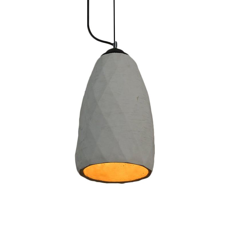 Vintage Dome/Oval Ceiling Light 1-Light Cement Mini Hanging Pendant Lamp in Grey, 6