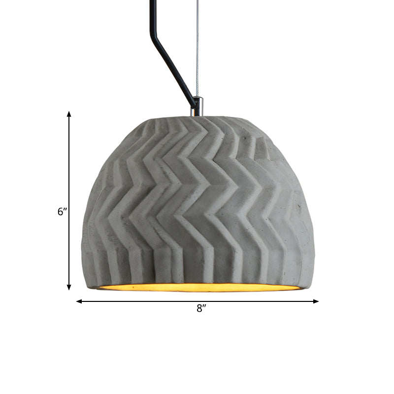 Grey Dome Ceiling Light Vintage Cement 1 Head Coffee House Hanging Lamp Fixture, 6