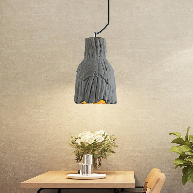 Industrial-Style Barn/Domed Ceiling Light 1 Light Cement Hanging Pendant Lamp in Grey, 6