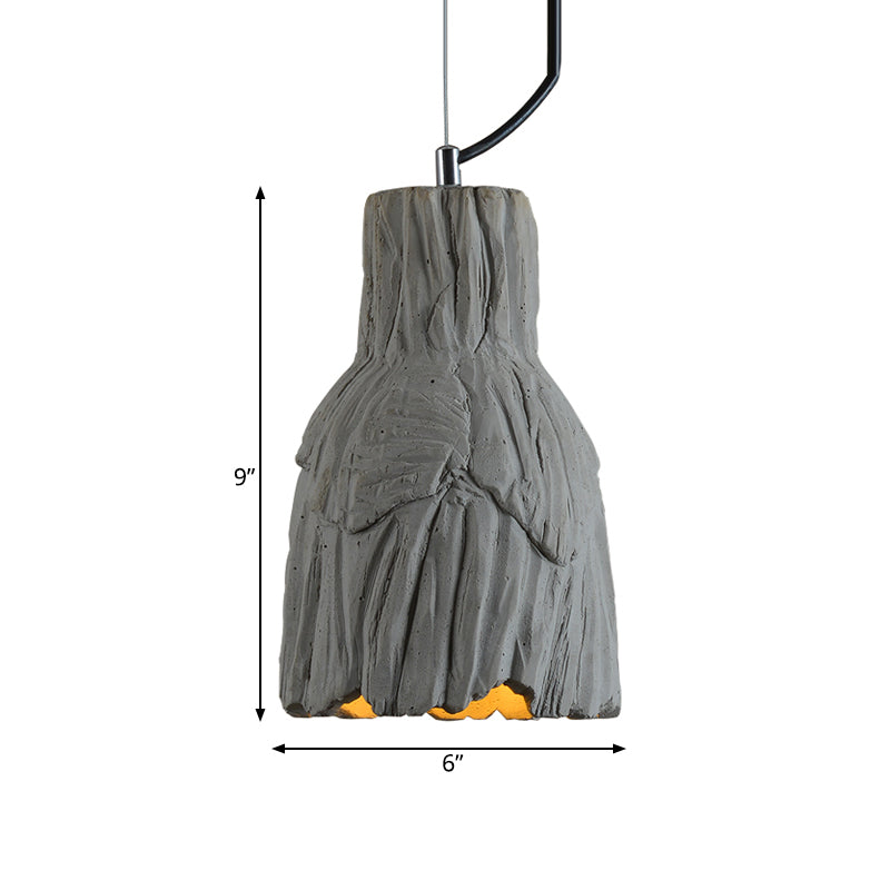 Industrial-Style Barn/Domed Ceiling Light 1 Light Cement Hanging Pendant Lamp in Grey, 6