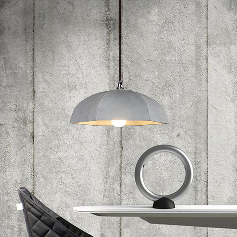 1 Bulb Umbrella Pendant Lighting Vintage Grey Cement Hanging Ceiling Lamp for Restaurant Clearhalo 'Ceiling Lights' 'Industrial Pendants' 'Industrial' 'Middle Century Pendants' 'Pendant Lights' 'Pendants' 'Tiffany' Lighting' 737936