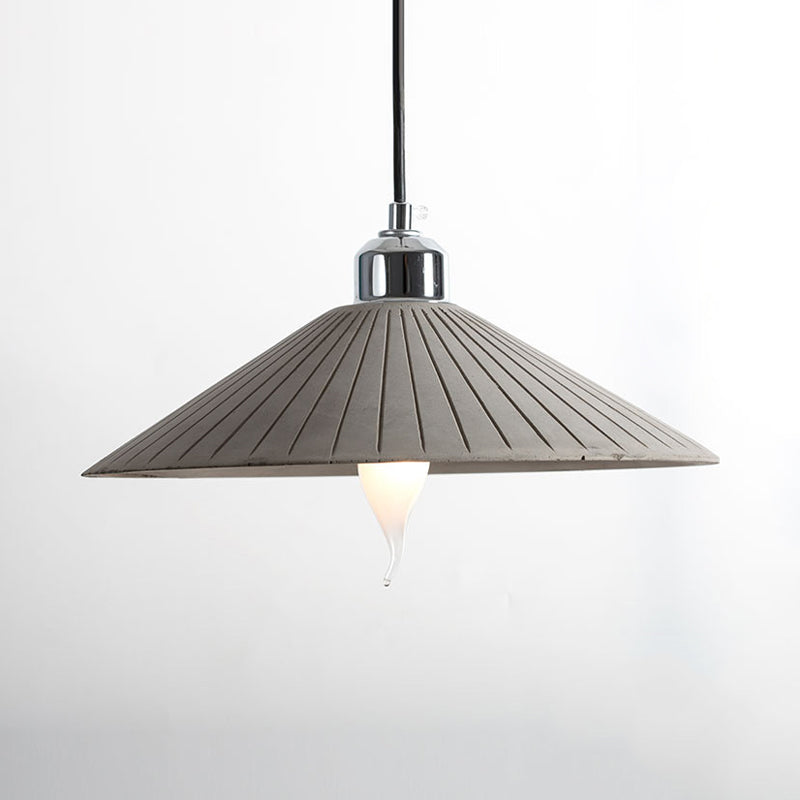 Grey Ribbed Conic Hanging Lighting Vintage Cement 1-Head Restaurant Pendant Lamp Kit Clearhalo 'Art Deco Pendants' 'Cast Iron' 'Ceiling Lights' 'Ceramic' 'Crystal' 'Industrial Pendants' 'Industrial' 'Metal' 'Middle Century Pendants' 'Pendant Lights' 'Pendants' 'Tiffany' Lighting' 737945