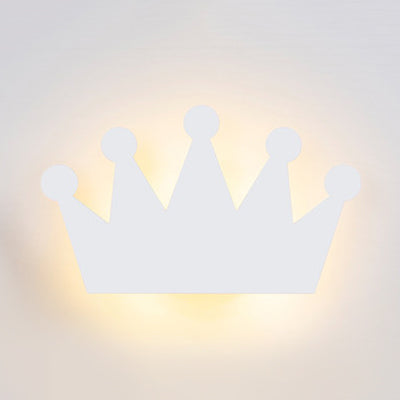 Lovely Cartoon Crown Wall Light Wood Energy-Saving LED Wall Sconce for Kid Bedroom White Clearhalo 'Wall Lamps & Sconces' 'Wall Lights' Lighting' 73797